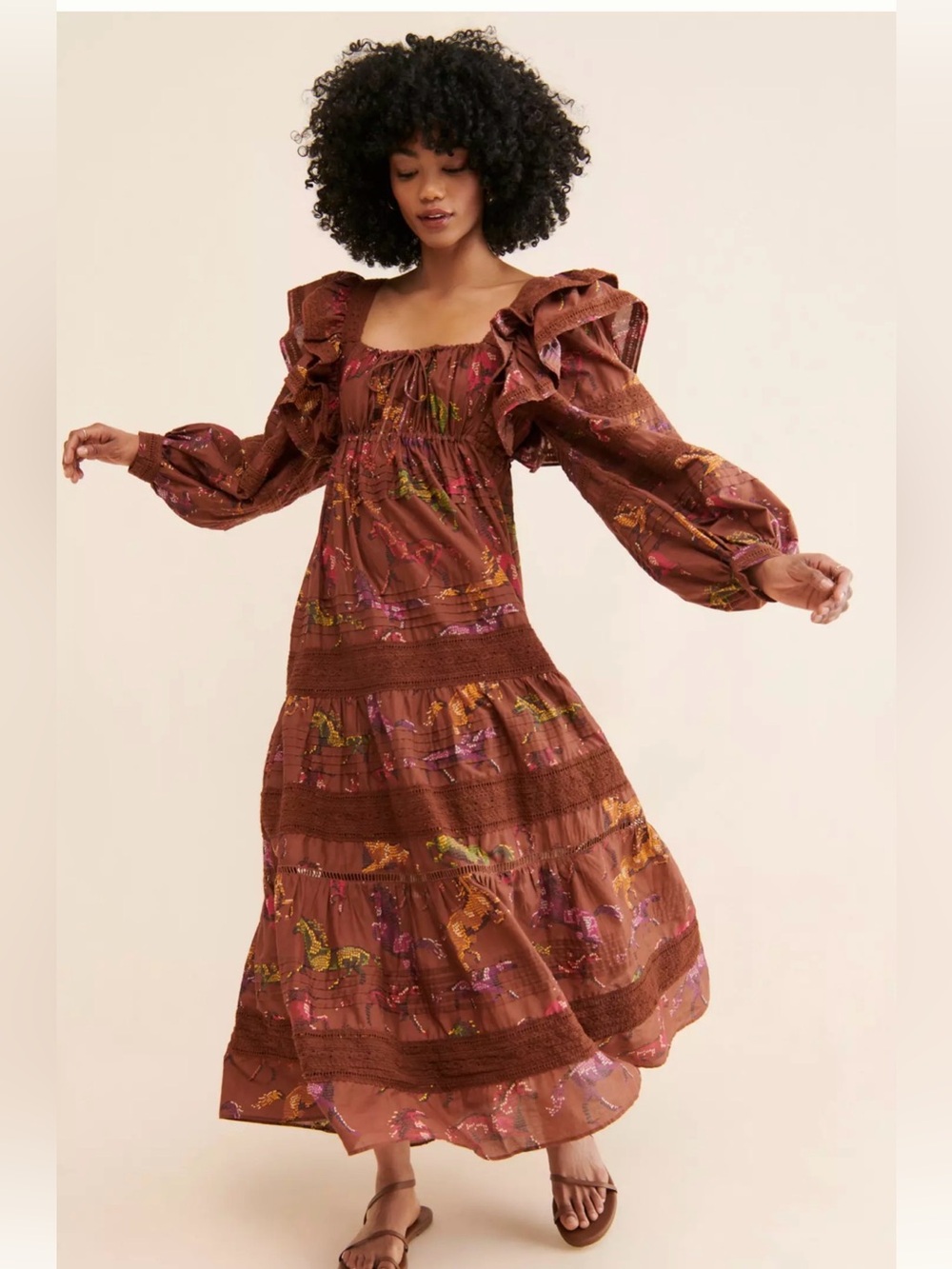 FARM Rio Dotted Horse Maxi Dress size M
